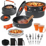 Bol Camping set de cuisine - set de cuisine d'extérieur - Gris, Orange, Acier inoxydable, Aluminium