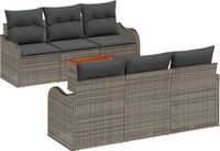 vidaXL - Tuinbank - Set - 7 - st - Grijs - poly - rattan
