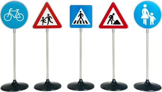 Klein Toys 5-delige Verkeersbordenset - 70 cm - Multicolor