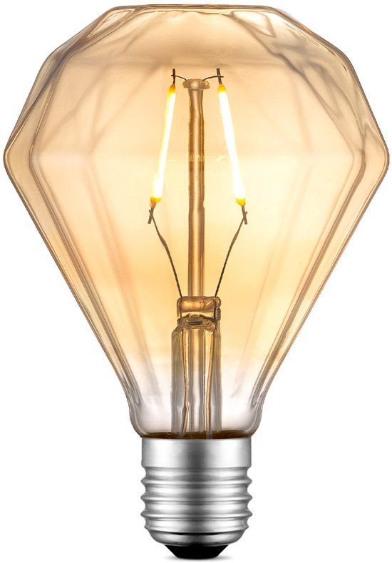 Home Sweet Home Edison Vintage E27 LED filament lichtbron Diamond - Amber - 9.5/9.5/13.5cm - D95 2W 180lm 2700K - warm wit licht