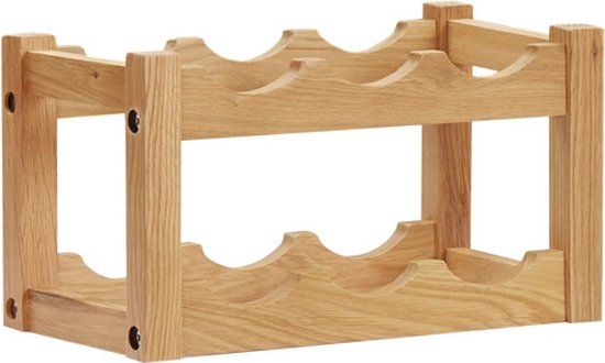vidaXL Wijnrek voor 6 flessen 37x21x21 cm massief eikenhout