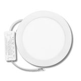 Jandei - 12W ronde LED-inbouwdownlight (equivalent van 100W), aluminium, matwitte ring. Inclusief voeding. (1 stuk, koel wit 6000K)