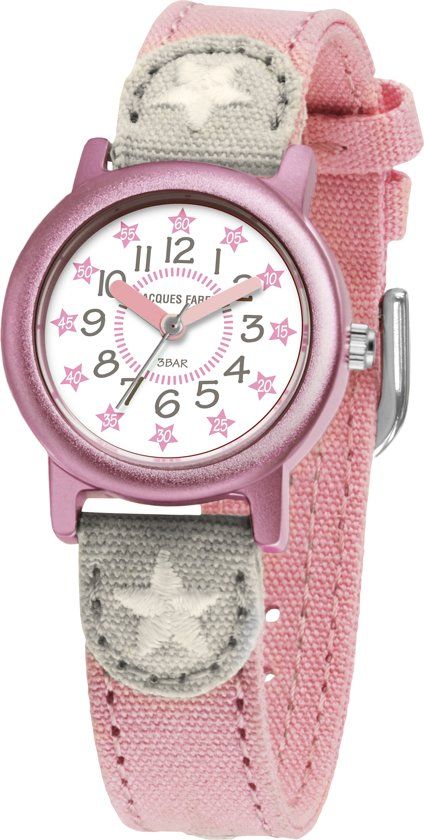 Jacques Farel ECO Kinderhorloge - Bio-katoen - Meisje - Ster - Roze - ORG02