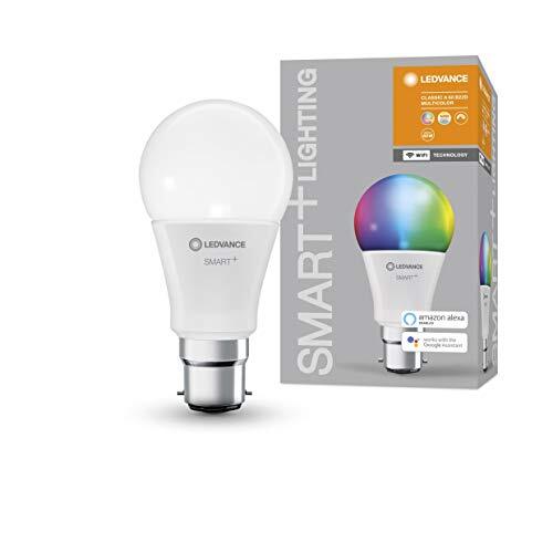 Ledvance Slimme LED-lamp met WiFi-technologie, voet B22d, dimbaar, lichtkleur veranderlijk (2700-6500K), RGB-kleuren veranderlijk, vervangt gloeilampen met 60 W, SMART+ WiFi Classic Multicolour,1-pack