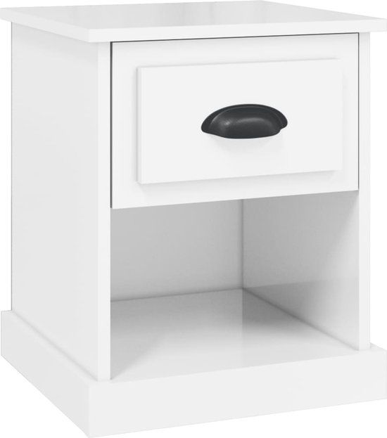 vidaXL Nachtkastje 39x39x47,5 cm bewerkt hout hoogglans wit