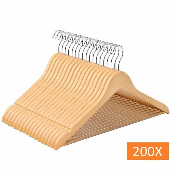 - Kledinghangers â€“ hout â€“ garderobehangers â€“ bruin Pak van 200