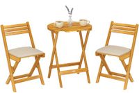 Outsunny Outdoor Bistro Set - Acaciahout, Polyester - Ø60 x 75H cm - Natuurlijk hout