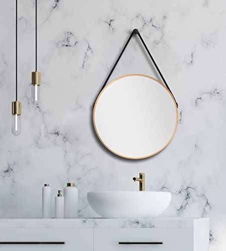 Talos Decoratieve ronde wandspiegel in mat goud Ø 50 cm
