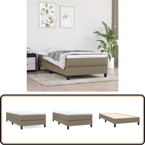 vidaXL Boxspring met matras stof taupe 100x200 cm