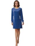 Pastunette Dames Nachthemd Nightflower Blauw Velour Maat 40