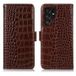Samsung Étui Portefeuille Galaxy S26 Ultra en Cuir avec RFID - Série Crocodile - Marron