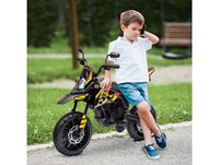 AIYAPLAY Moto électrique enfant sous licence Aprilia avec 2 moteurs 12V, roues motrices, lumière LED, musique - jaune