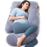 Momcozy U-Shaped Pregnancy Pillow Crystal Velvet Double-Sided (Gris)