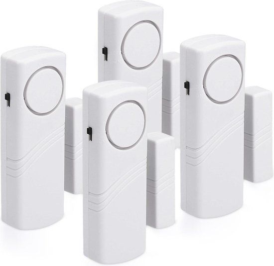 kwmobile Alarmsysteem voor Deur en Raam - Draadloos - 4 Stuks - Wit