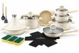 Swiss Haus® GPC3020CR Set de casseroles Induction - Set de casseroles de 20 pièces - Sans PFAS - Incl. poêle, marmites, casserole, autocuiseur, panier vapeur & tajine - Convient à toutes les sources de chaleur - Set de cuisine complet avec revêtement antiadhésif céramique - Crème