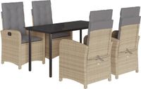 vidaXL 5-delige tuinset met kussens, polyrotan, beige