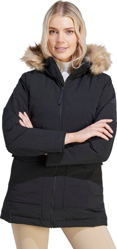 adidas Sportswear Hooded Fur Parka - Dames - Zwart - L