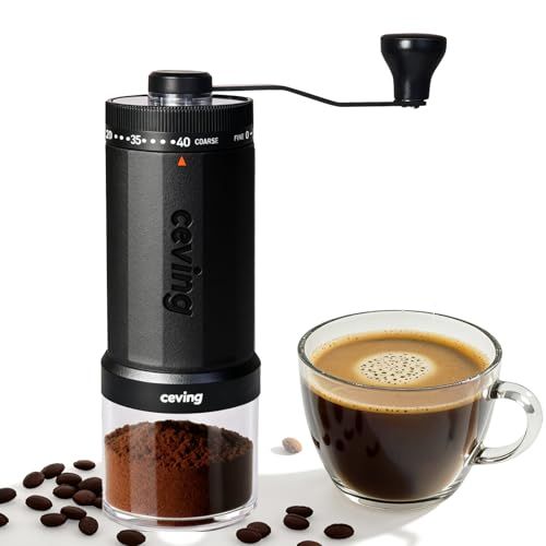 Handmatige koffiemolen met grote capaciteit, 60 g, draagbare koffiemolen met 40 instelbare instellingen, keramische conische molen voor espresso, gieten, kamperen, reizen, cadeau enz