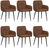 vidaXL Eetstoelen 6 stuks Kunst Suède Leer Bruin 59 x 56,5 x 85 cm