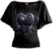 Spiral Raven Heart Dames T-shirt - Zwart - S