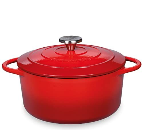 Küchenprofi Braadpan rond 24 cm, rood, Provence gietijzeren braadpan 24 cm