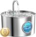 GELLDG Fontaine à boire en acier inoxydable pour chats - 2,2 litres - Fontaine à boire ultra silencieuse pour chats - Convient également aux chiens - Indicateur de niveau d'eau