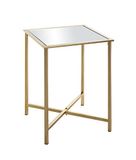 HAKU Bijzettafel hoekig goud metaal spiegel 5 mm hoekige salontafel sofatafel - Maat: B 39 cm x H 53 cm x D 39 cm, Stijl: Art Deco