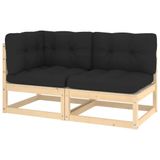 vidaXL Garden Bench - Wood, Fabric, Polyester - Weatherproof - 2 Seater
