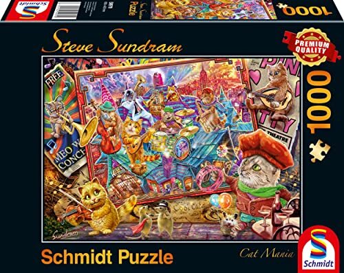 Schmidt Spiele 59979 Steve Subdram, kattenmanie, 1000 stukjes puzzel