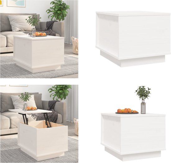 vidaXL Salontafel 40x50x35 cm Massief Grenenhout Wit