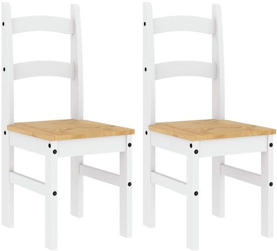 vidaXL Eetkamerstoelen 2 stuks massief grenenhout wit