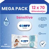 Confy Sensitive Billendoekjes - 12 x 70 Stuks - 840 Doekjes - Babydoekjes - Mega Pack