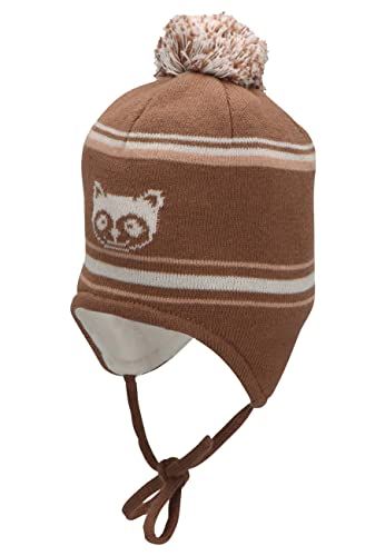 Sterntaler Jongens GOTS pomponmuts wasbeer - bruin - Maat 49