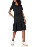 Amazon Essentials Dames Korte Mouw Ronde Hals Gelaagde Jurk