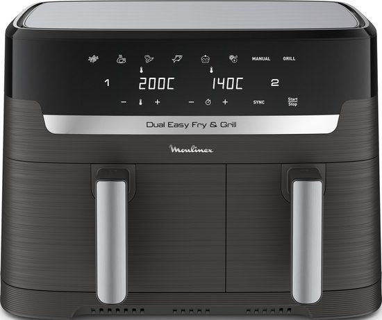 Moulinex Dual Easy Fry EZ905B20 - Dubbele Airfryer - 8,3L - Donkergrijs