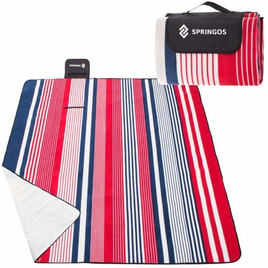 AP Zomergevoel Picnic mat - strandmat - 200 x 200 cm - hoge kwaliteit - fleece - gestreept patroon