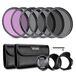 Neewer 49 mm ND-lensfilterset: UV, CPL, FLD, ND2, ND4, ND8, lenskap en lensdop compatibel met Canon, Nikon, Sony, Panasonic DSLR-camera's