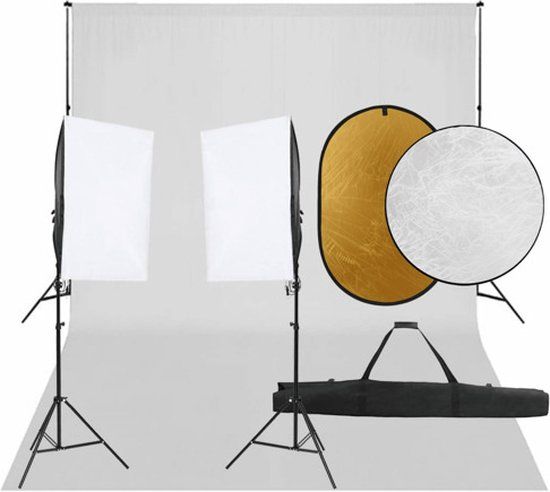 vidaXL Fotostudioset met verlichtingsset, achtergrond en reflector