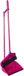 Gerimport Stoffer en Blik met lange steel - 24 x 82 cm - roze - kunststof