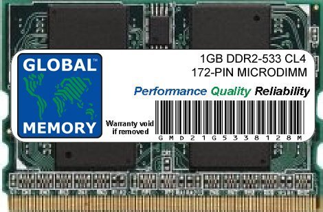 GLOBAL MEMORY 1GB DDR2 533MHz PC2-4200 172-PIN MICRODIMM GEHEUGEN RAM VOOR LAPTOPS/NOTITIEBOEKJE