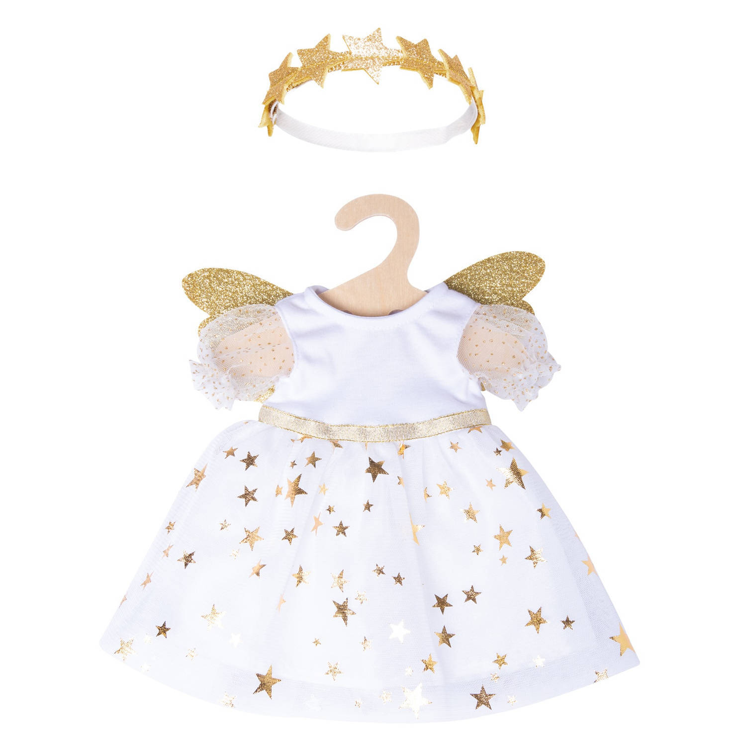 Heless babypoppenkleding engelenjurk 20 25 cm wit/goud 2 delig