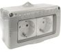 Waterdicht dubbel stopcontact Schuko IP55, 10A 250V