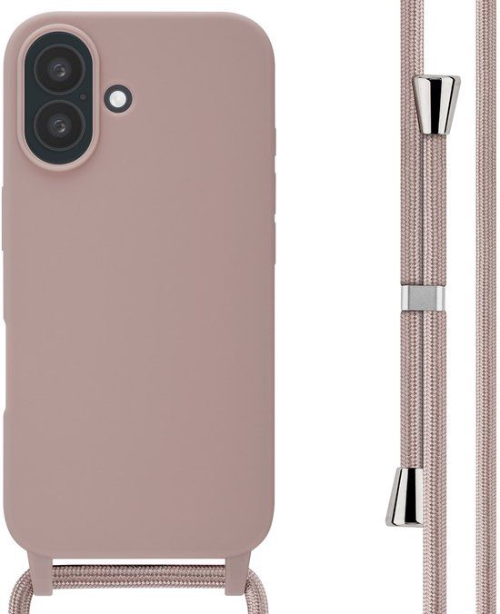 imoshion Hoesje - Geschikt voor Apple iPhone 16 - Siliconen hoesje met koord - Sand Pink