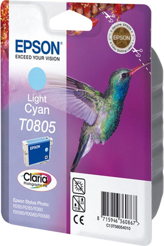 Epson Hummingbird Singlepack Light Cyan T0805 Claria Photographic Ink - Pigment-based ink - 1 pc(s)