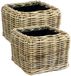 Van Der Leeden Planten/bloemen mand - 2x - vierkant - rotan - gevlochten riet - 31 x 31 x 24 cm - drypot