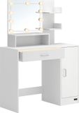 Casaria Kaptafel Jocelyn - Lade Spiegel LED 3 Planken 140x90x40 - Wit