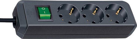 Brennenstuhl Eco-Line Stekkerdoos - 3-voudig - Zwart - 5m - Met schakelaar