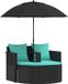 vidaXL Tuinbank 8-delig polyrotan Zwart en Turquoise