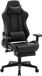 Fauteuil de jeu – Cuir artificiel noir – Ergonomique – Réglable en hauteur – Avec repose-pieds – Fauteuil de jeu et de bureau