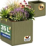 Ethica Pot de fleurs - lot de 2 - vert olive - plastique - 36 x 36 x 35 cm